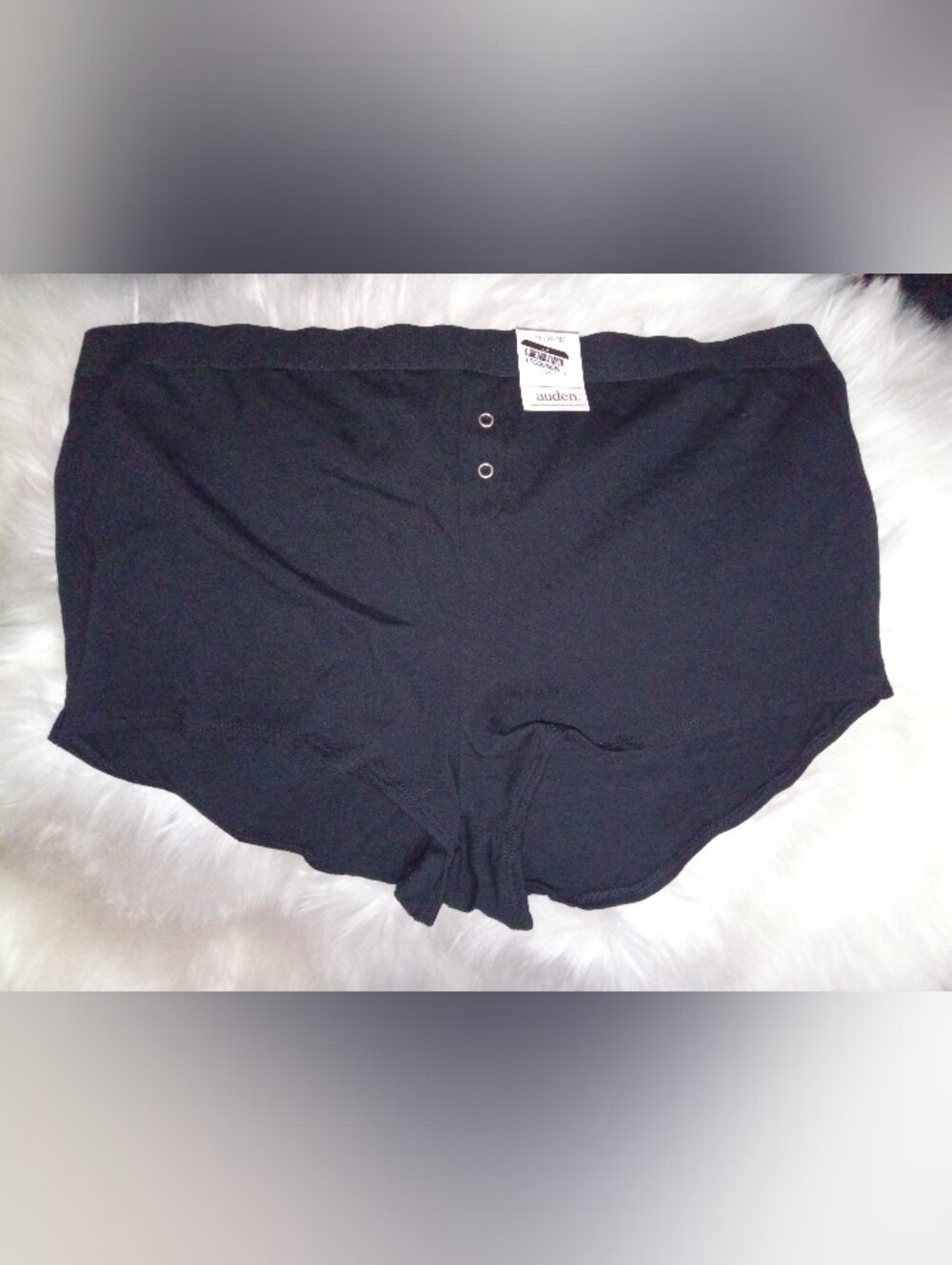 Auden Women's Black Boy Shorts Button-Front Size 1X (16-18)